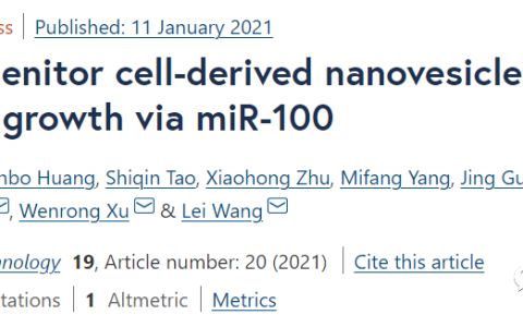 治疗脱发 | 神经祖细胞衍生的纳米囊泡通过 miR-100 促进毛囊生长