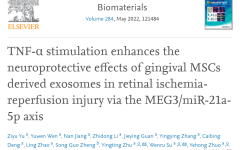 Biomaterials |中山眼科中心卓业鸿/苏文如教授团队发现富含miR-21a-5p外泌体保护视网膜神经细胞损伤